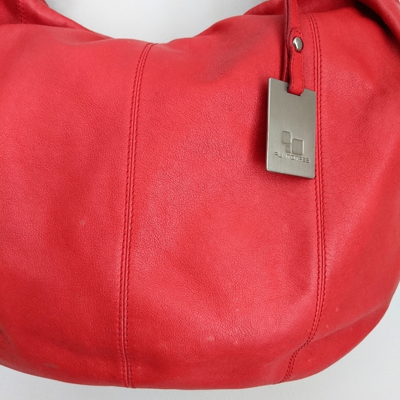🌟HP🌟 🇪🇸 Puntotres Barcelona Red Leather Hobo Bag Made In Spain - Picture 6 of 8